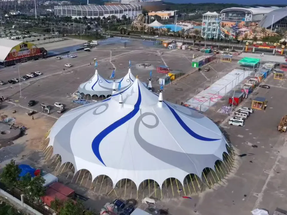 Blue and White Circus Tent