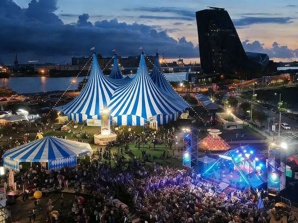 Blue and white circus tent (5)