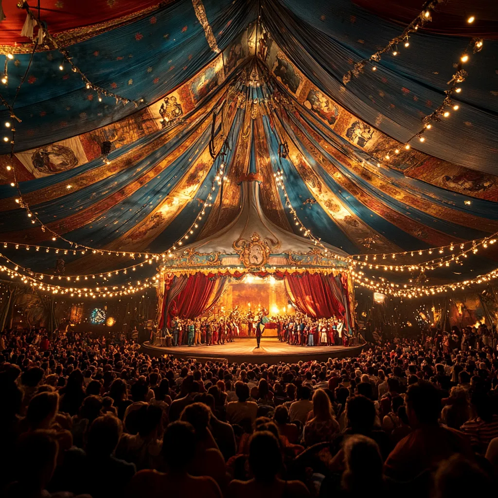Inside the circus tent